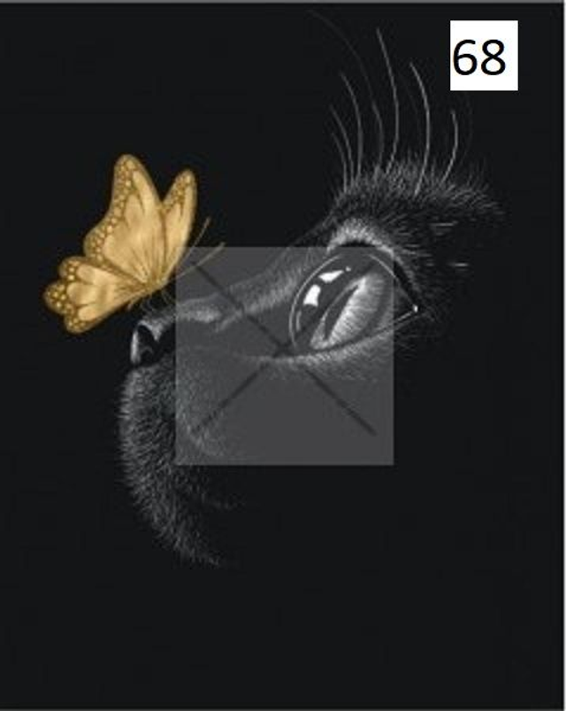 Panneau Chat noir  Papillon doré  en polyester imperméable - 39x49cm