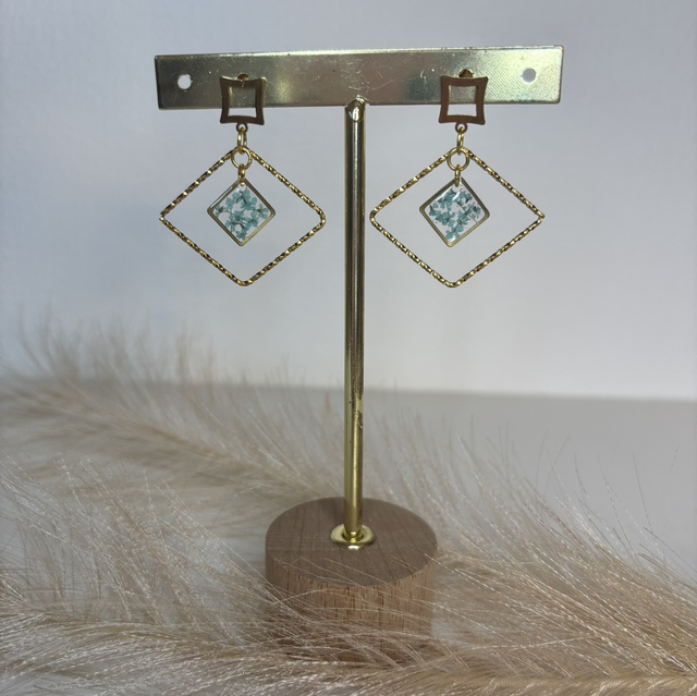 Boucles d’oreilles petite fleur, turquoise