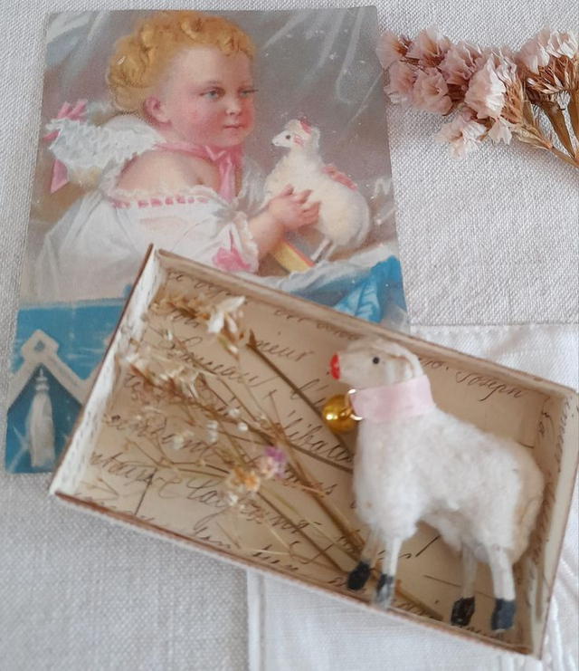 Mouton laineux ancien et son chromo assorti