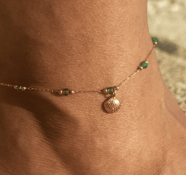 Chaine de cheville &quot; Éclat Emeraude &quot;