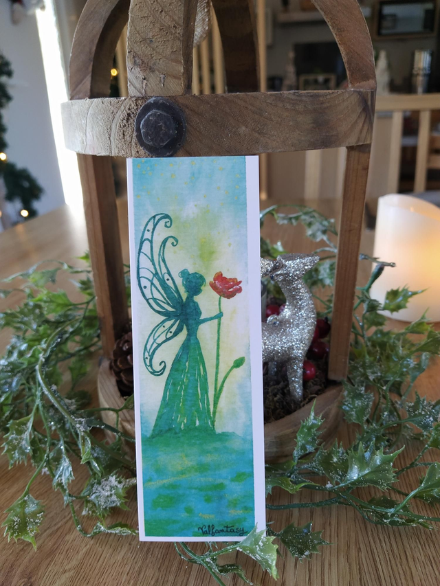 Marque Pages "Fée verte", 5 x 15cm