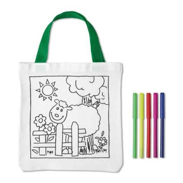 Tote bag with colouring pens