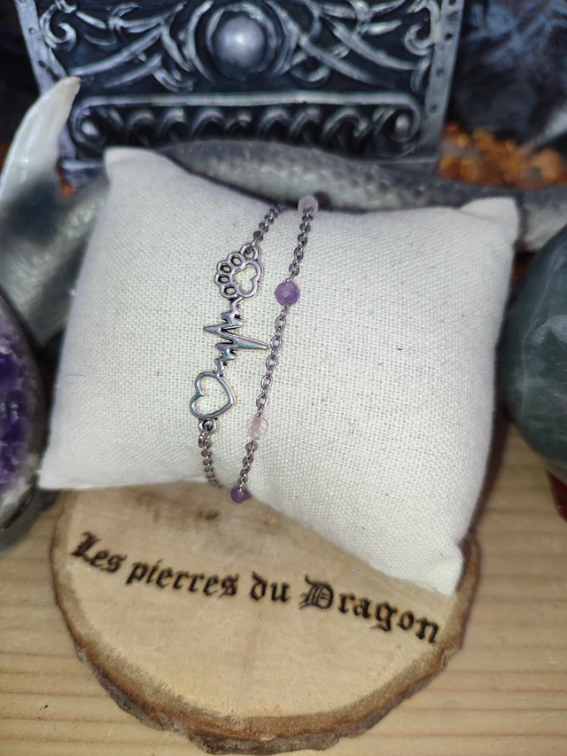 Bracelet double Coeur Animal 