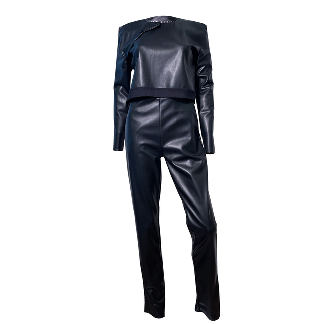 Cropped Leather Suit