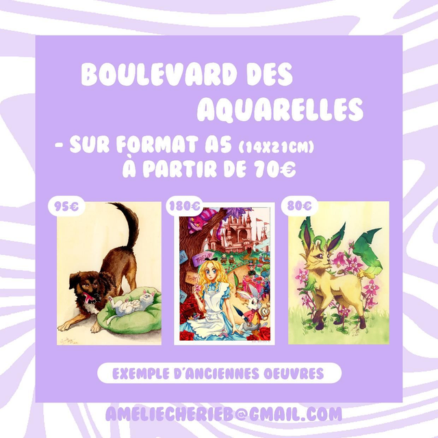 Aquarelle format A5 à la commande