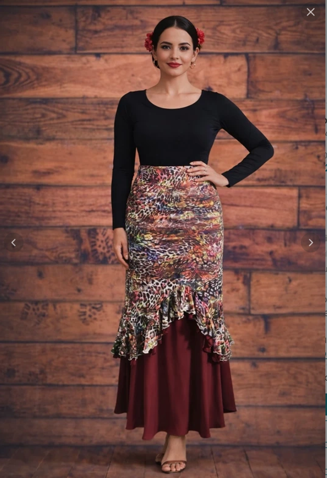 235 Taille L Jupe bohème dentelle mutlicolore 