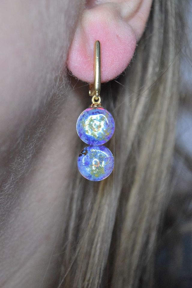 DORMEUSES DOUBLE VOIE LACTÉE AMBRE MONTURE OR (DVL18)