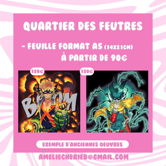 Illustration aux feutres à alcool format A5 à la commande