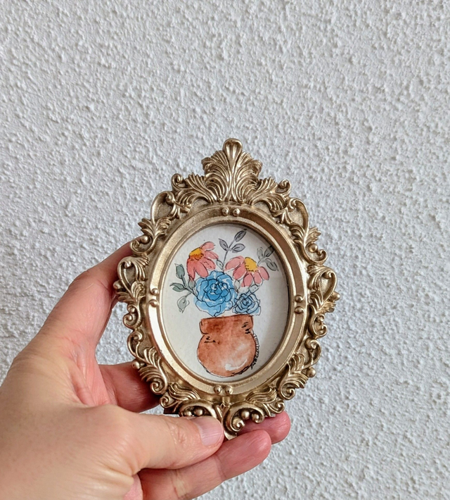 Mini cadre doré - Illustration Aquarelle - Milie