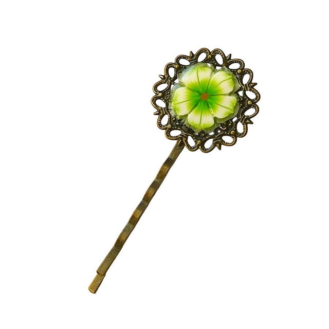 Epingle rétro à cheveux fleur verte