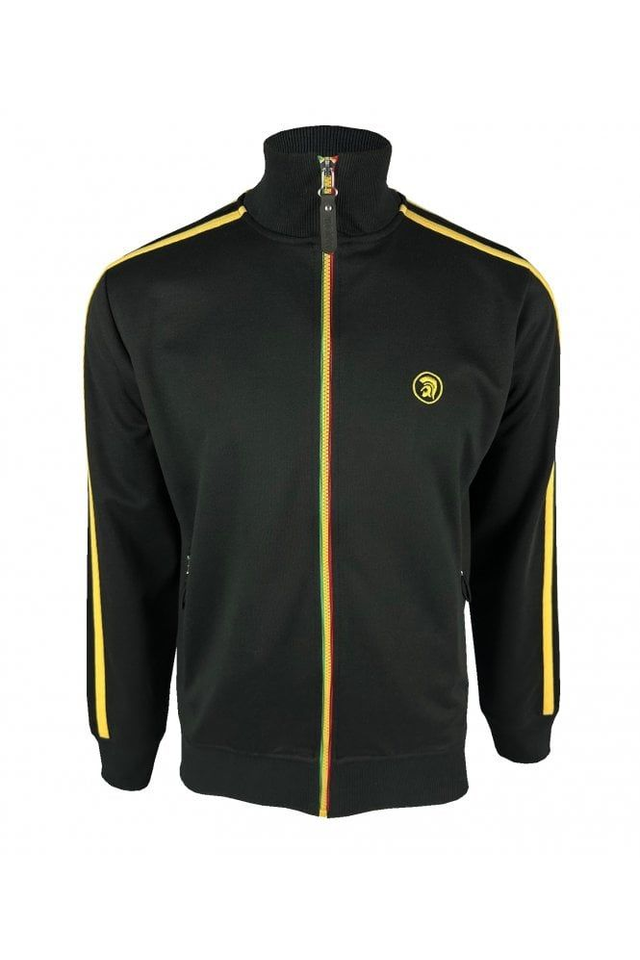Trojan TR-8800 Twin-Stripe Contrast Zip Track Top - Black