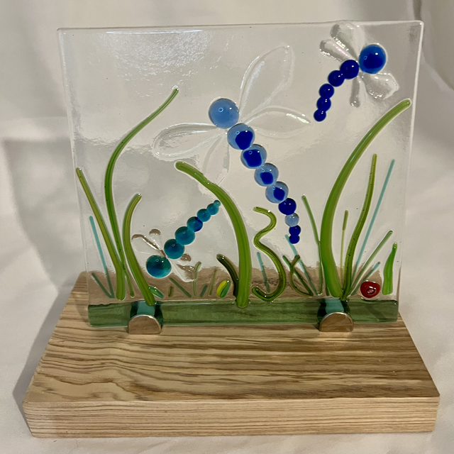 Dragonfly Dance Fused Glass Picture