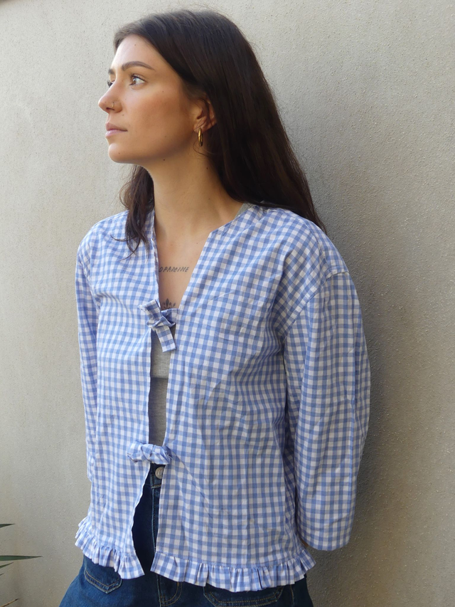 Blouse Rose vichy bleu