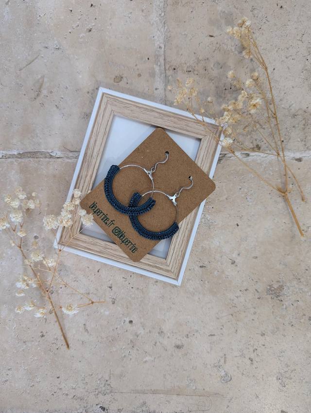 Créoles bleu pétrole métallisé 