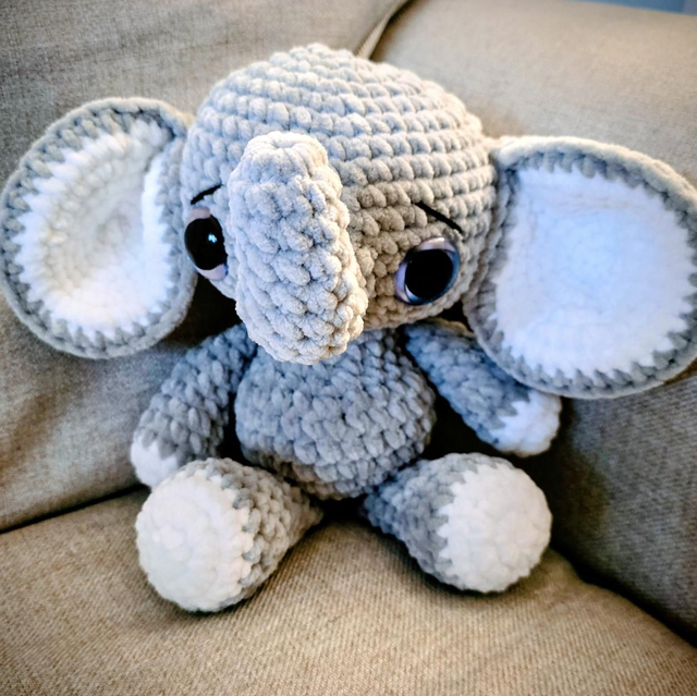 Ellie the Elephant Handmade Crochet Elephant – Soft Nursery Plush Toy