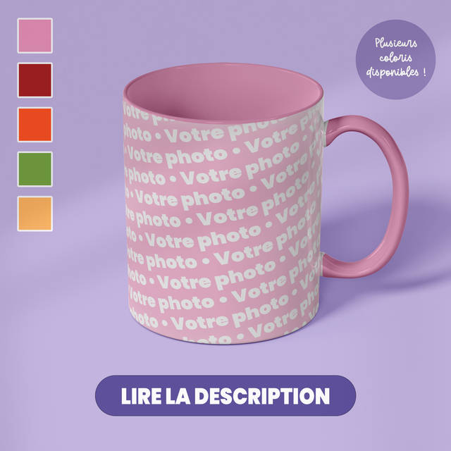 Mug coloré personnalisé VOTRE IMAGE (mug entier)