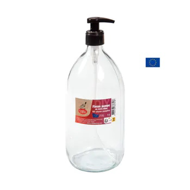 Flacon Pompe en Verre Blanc - 1L
