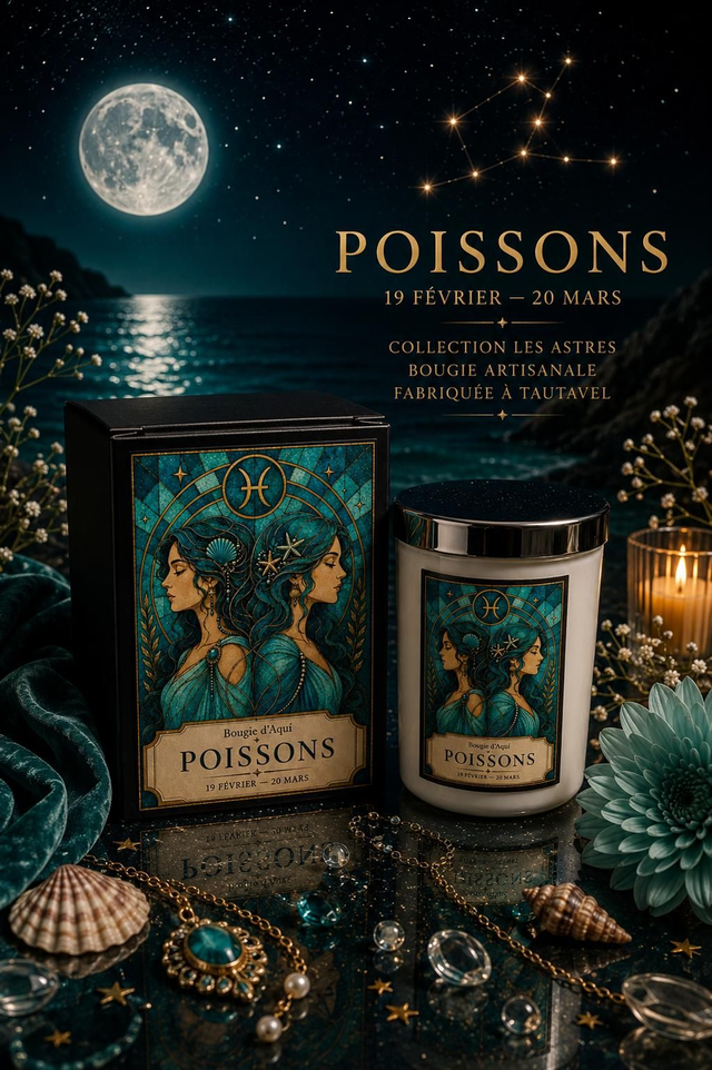 Bougie Zodiaque Poissons – Cachemire &amp; Soie – 160 g