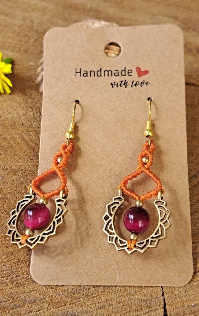 Boucles d'oreilles micro-macramé collection soleil 