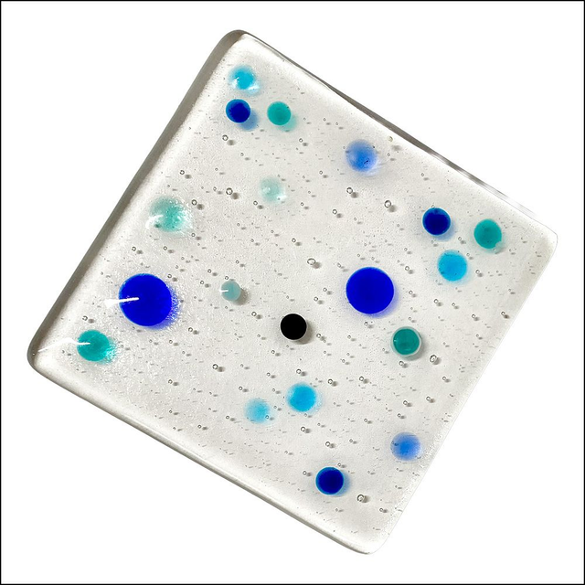 Coaster with turquoise and blue spots (Ref CSST1)
