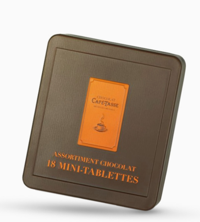 Boîte chocolats métal 18 mini-tablettes