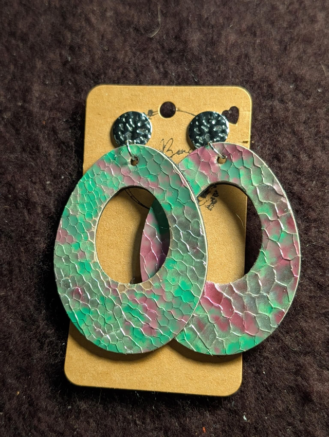 Boucles d'oreilles Ancrage vert rose an004