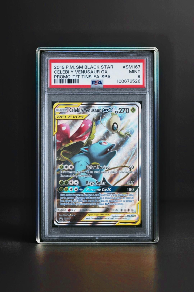 CELEBI Y VENUSAUR GX, PROMO BLACK STAR 2019 ,ESP [PSA 9]