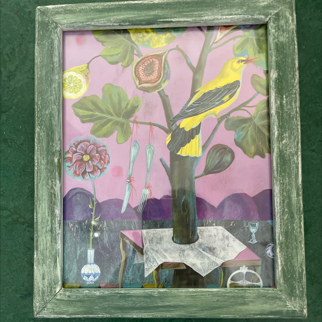 Kunst Druck mit grüner Holzleiste