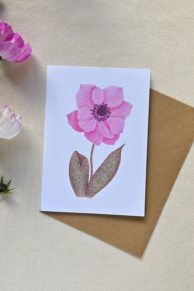 Carte au crayon de couleur - Fleur d&#039;Anémone