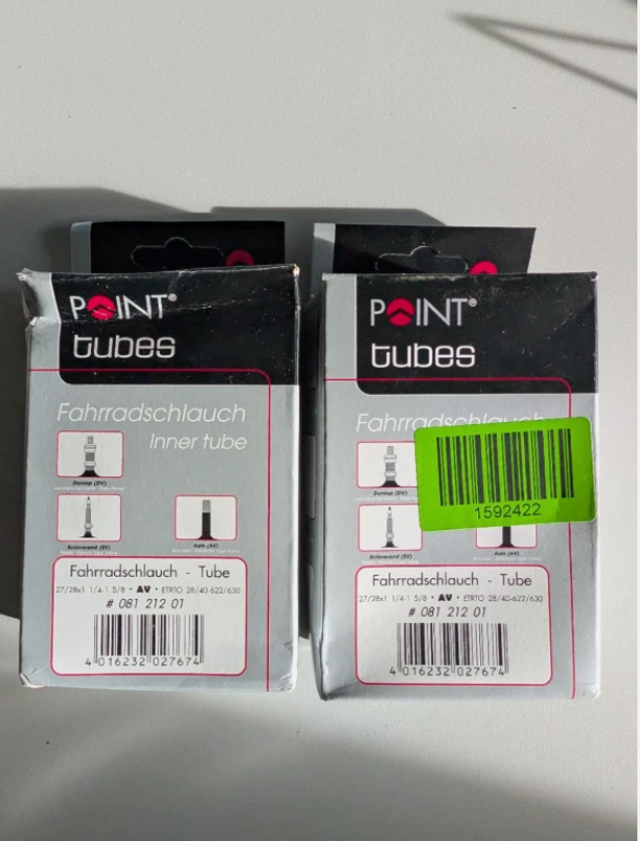 Teilen 2er Set POINT Tubes Fahrradschlauch 28 Zoll AV Auto-Ventil – neu – OVP geöffnet