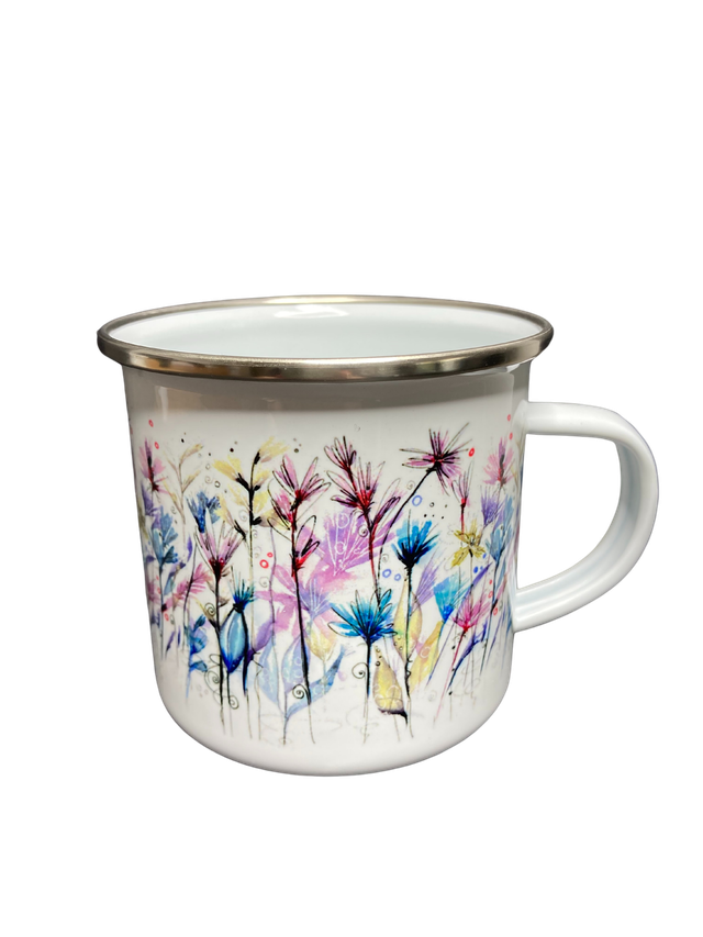 Emailletasse "Federblumen"