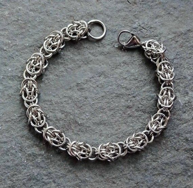 Minerva Bead Stainless Steel Chain Maille Bracelet