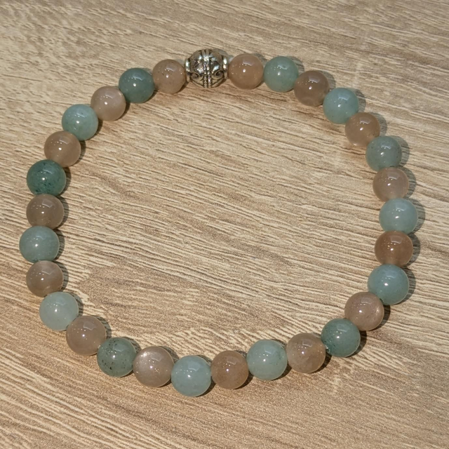 Bracelet "Pierre de soleil & Amazonite" 6mm BR-136