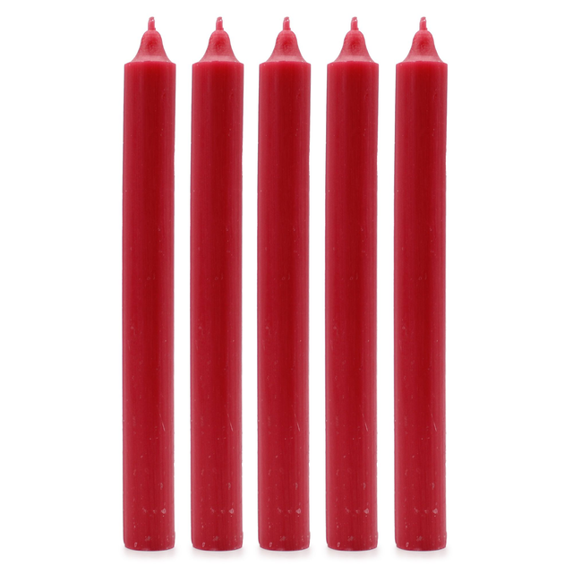Pack of 5 Red Solid Colour Dinner Candles