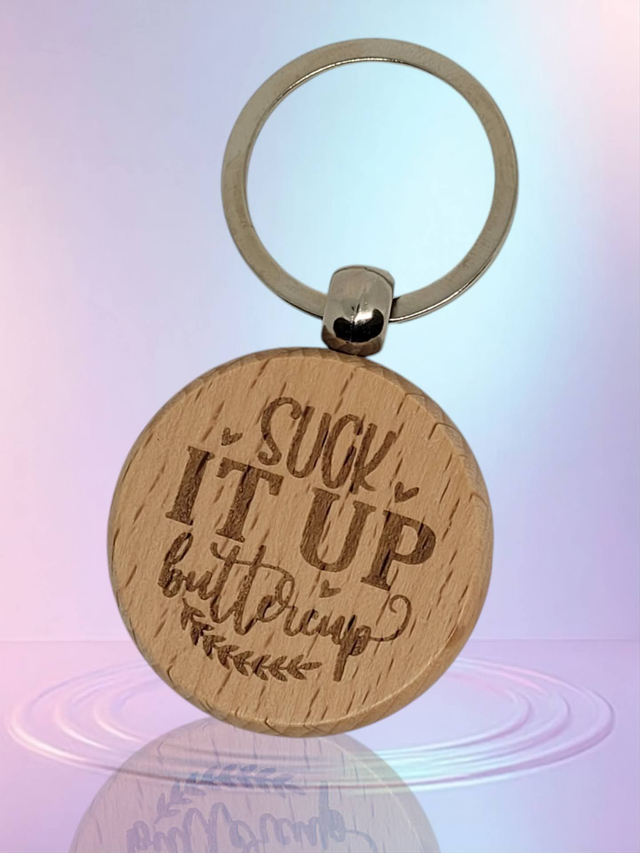 Houten sleutelhanger gegraveerd