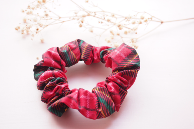 Red Tartan Scrunchie 