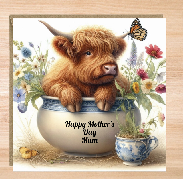 Personalised Highland Cow Mother’s Day Card