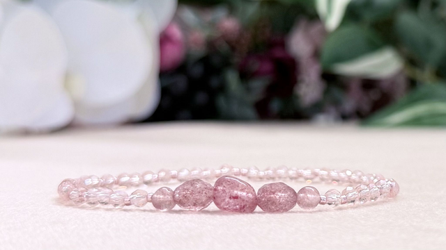 Bracelet | Quartz Fraise - Éléments Facettés Unique