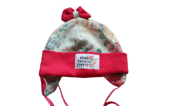 Bonnet rose et crème à fleurs (Dembo House)