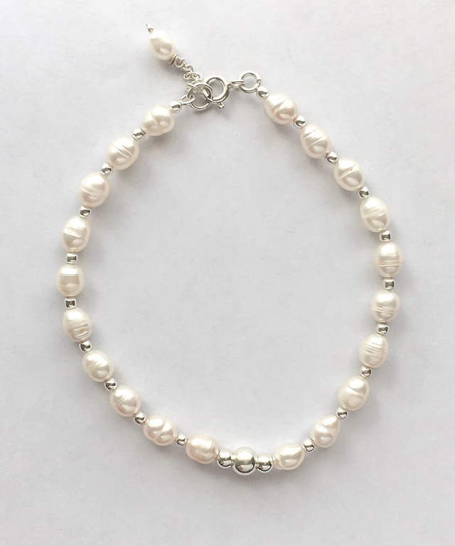 Pulsera de plata de Ley con perlas