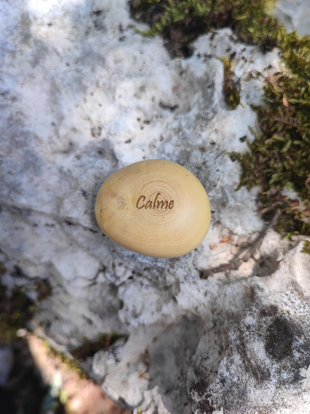 Caillou en Bois de Buis "Calme"