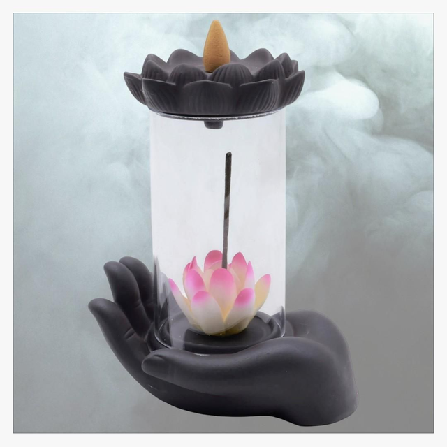 "Bouteille lotus" - Porte-encens Backflow 20 cm
