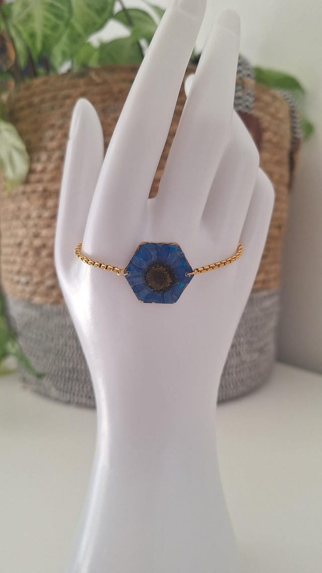 Bracelet fleur bleue