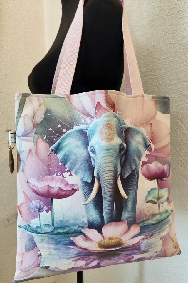 Tot bag simili éléphant lotus 