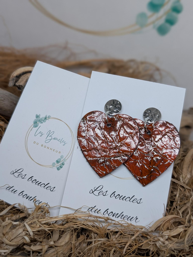 Boucles d&#039;oreilles Coeur ❤️ rouille nc025