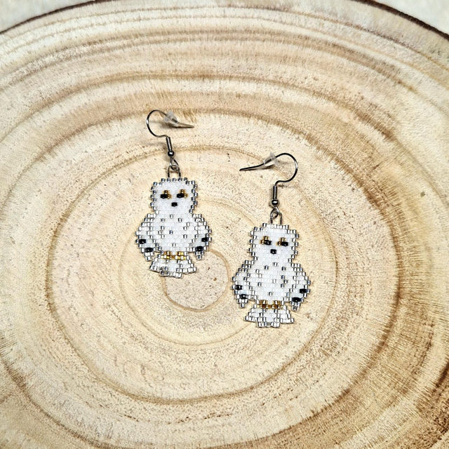 Boucles d'oreilles harfang 