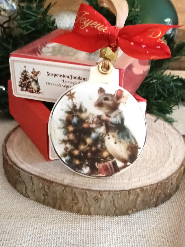 Suspension parfumée de Noël ronde &quot;petite souris&quot;  