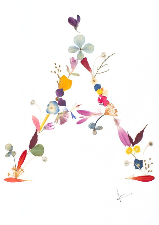 Lettre A vifs pétales