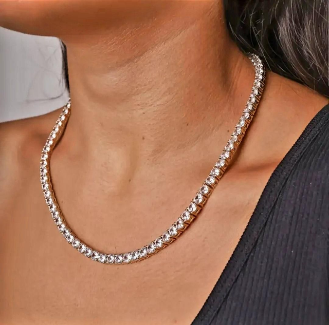 Collier Tennis de Luxe 5mm en Cuivre Plaqué-Or 18K avec Zircons Cubiques Étincelants