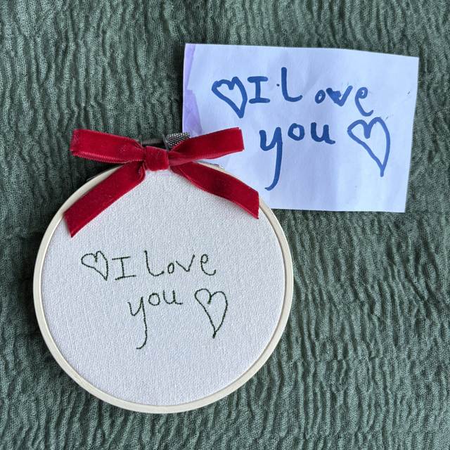Personalised Handwriting Embroidery Hoop up to 5 words